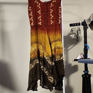 Shiva Fashions Boho Embroidered Ombre Dress